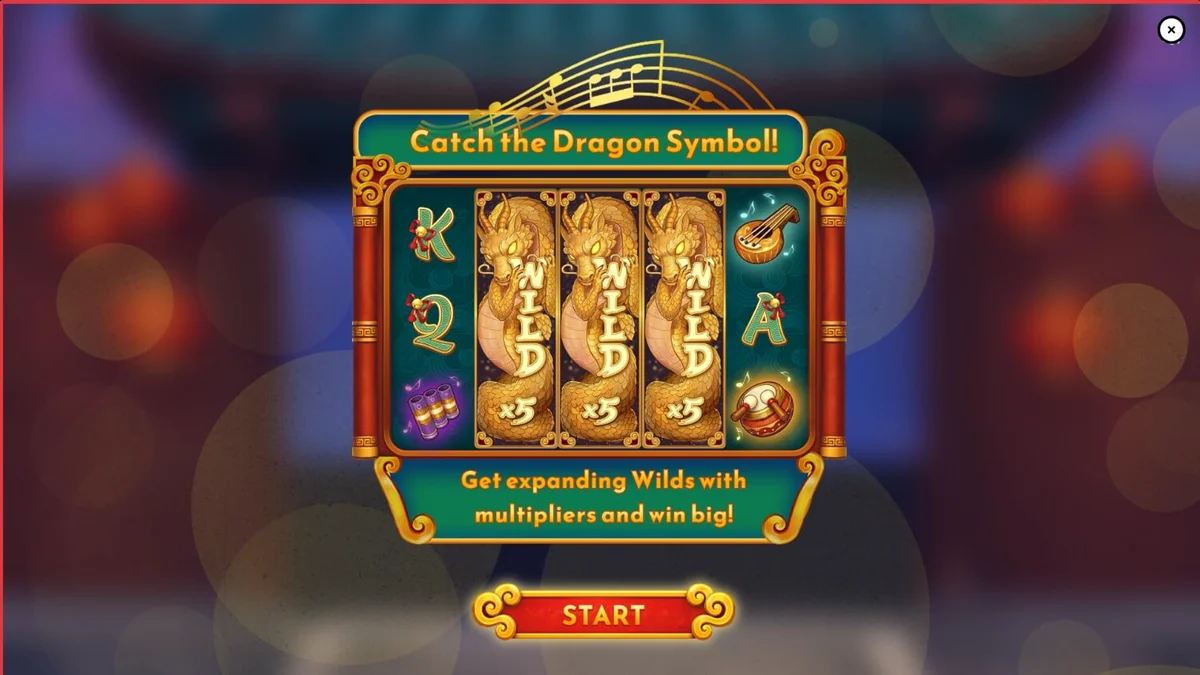 Interface do slot Song for Dragon com dragão dourado e elementos orientais