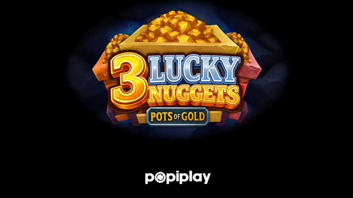 Interface do slot 3 Lucky Nuggets com tema de mineração